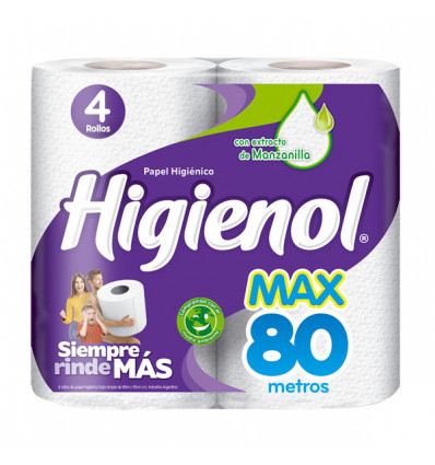 Papel Sanit Hogar Higienol 80mt (paq X 4)  X 1